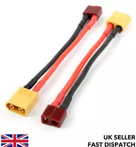 XT60 male to Deans T-Plug female connector lead adaptor/wire/cable 100mm RC LiPo - Picture 1 of 4