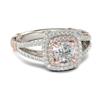4.50 Ct Cushion Lab Created Diamond Engagement Ring Solid 14k White Gold Plated - Image 1 of 4