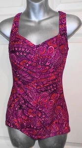 Maxine of Hollywood Magenta Purple Pink Orange Swim Suit Bathing Suit Size 8 - Picture 1 of 6