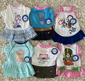 6 N.W.T. PET DRESSES WITH HANGERS, ALL SIZE SMALL, BY PETELLIGENCE. - Picture 1 of 7