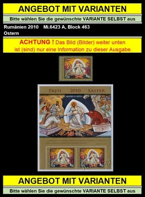 Rumänien 2010 Ostern,Jesus,Holy Easter,Ikone,Kirche Mi.6423 A,Block 463 — 第 1/2 张图片