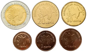 AZERBAIJAN SET OF 6 COINS 1 - 50 QAPIK 2006 (NO DATE) UNC - Picture 1 of 2