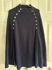G.I.L.I. Sweater Cape with Button Detail Navy Size XL