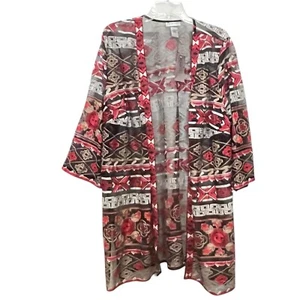 Catherines Tribal Art-to-Wear Mesh Open Lace Sweater Boho Jacket Sheer Sz 1X NWT - Picture 1 of 16