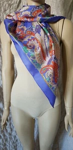 Ralph Lauren paisley printed 100% silk hand rolled scarf - Picture 1 of 10
