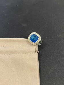 David Yurman Albion Ring 11mm with Hampton Blue Topaz and Diamonds Sz 6 - Picture 1 of 4