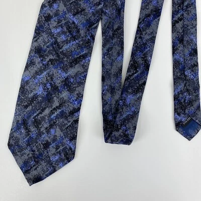 J. Ferrar 100% Silk Made in Italy 58" Tie Blue Black Gray Necktie - Image 1 of 4