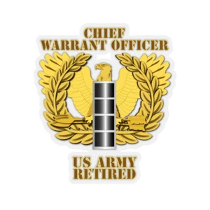 Kiss-Cut Stickers - Army - Emblem - Warrant Officer - CW4 - Retired - Picture 1 of 1