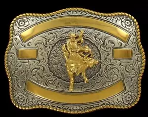 Crumrine Western Belt Buckle Rectangle Bull Rider 3807241 - Picture 1 of 1