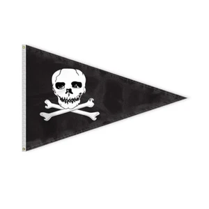 Large Jolly Roger Pennant Traingle Pirate Flag 4x6 ft Skull Bones - Picture 1 of 1