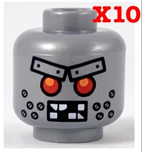 Lego Minifigure Head - Robot Alien w/ Red Eyes - 10 Pieces - Picture 1 of 1