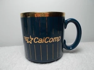 Vintage CalComp Blue & Gold Ceramic Coffee Tea Cup Mug Made In England Plotters - Picture 1 of 6