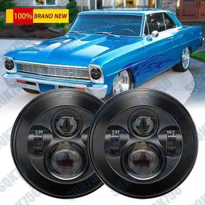 Faro LED redondo proyector de 7" haz alto/bajo 2 piezas para Chevy C10 C20 C30 G10 G20 Foto 1 de 4