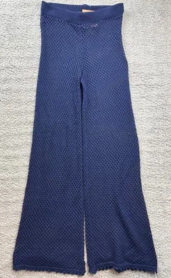 Pantalones Shade & Shore para mujer pequeños azul marino tejido a ganchillo playa natación encubrimiento pierna ancha Foto 1 de 4