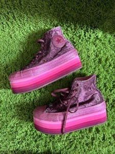 Converse x Miley Cyrus Shoes Womens Size9 Pink Platform Glitter High Top 563725C - Picture 1 of 8