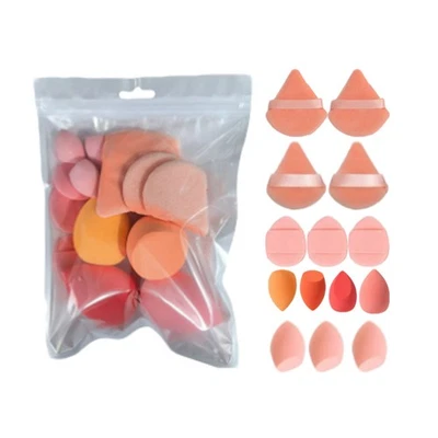 Juego de esponjas de maquillaje multiusos de 14 piezas - bocanadas en polvo, huevos de belleza y mini bocanadas Foto 1 de 4