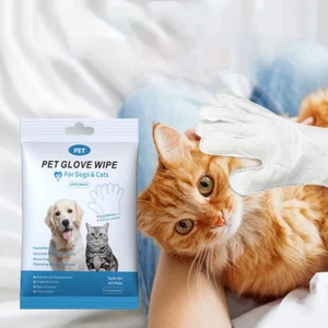6 PCS Pet Bathing Wipes for Dogs and Cats, Cleaning, Deodorizing Grooming Gloves - Picture 1 of 7
