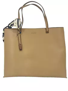 Ivanka Trump Carryall Tote Bag 17.5" x 13.5" Tan with Attch. Scarf & Storage Bag - Picture 1 of 20