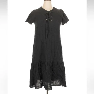 Agnes & Dora schwarz Rüschen Gaze gefüttert Stufen Midi Sommerkleid Damen Large Neu mit Etikett - Bild 1 von 6