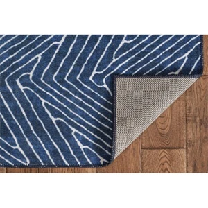 Linon Washable Lathan Polyester 2'x8' Rug in Blue - Picture 1 of 17