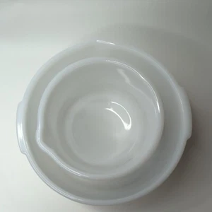 Vintage Glasbake Sunbeam Mixmaster 2 Bowl Set 16 & 18 White milk glass  - Picture 1 of 12