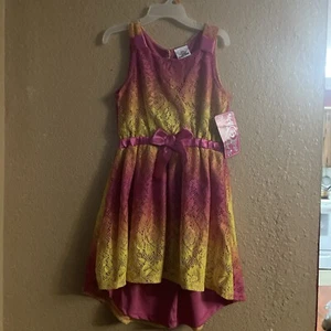 Real Love Size 6X Girl's Pink & Yellow Lace Dress New - Picture 1 of 4