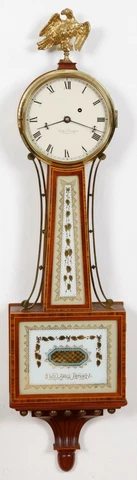 Foster S. Campos Pembroke MA No. 25, 1977 Weight Driven Cross Banded Banjo Clock Cover