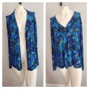 Vtg Chico's Travelers single Button Cardigan womens 3 (US XL/16) abstract USA  - Picture 1 of 14