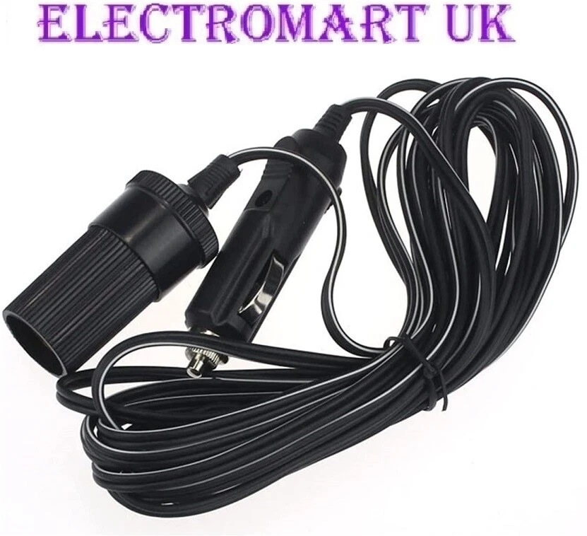 POWER ENCENDEDOR DE CIGARROS COCHE 12V 12 VOLTIOS ENCHUFE ALIMENTACIÓN DC EXTENSIÓN CABLE ENCHUFE 5M FUSIONADO