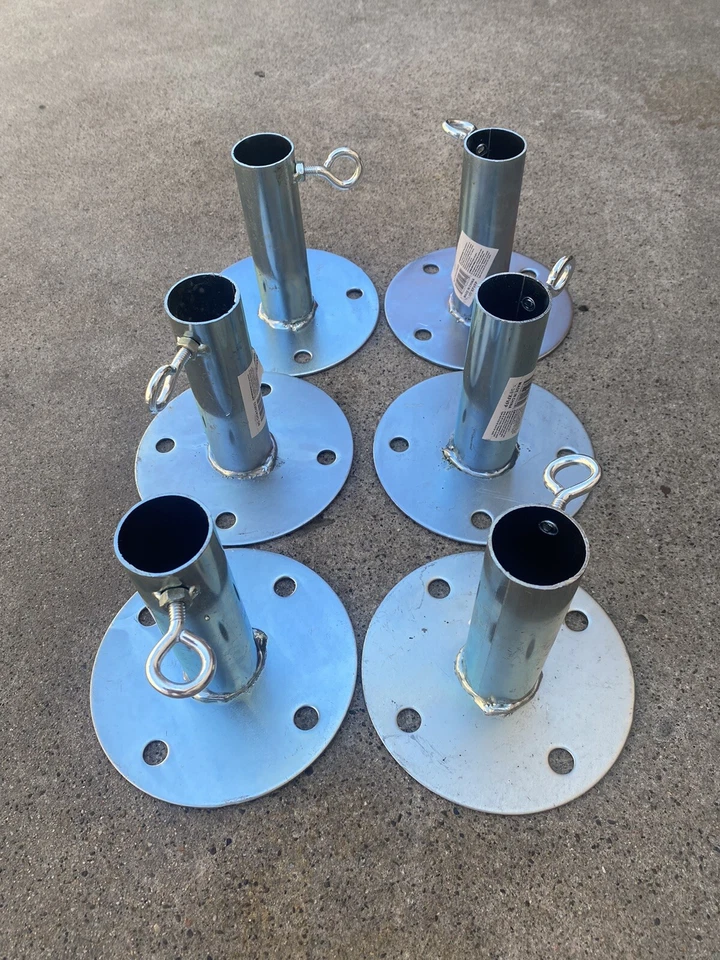 DURA-SHELTER Canopy Fittings - 6 Heavy duty Foot Pad Stands for 1-3/8" Pipe - FVFP