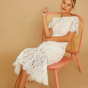 NEW Vow'd Cosmopolitan Ivory Lace Midi Dress, Wedding Bridal Women's Medium $180 - Picture 1 of 12