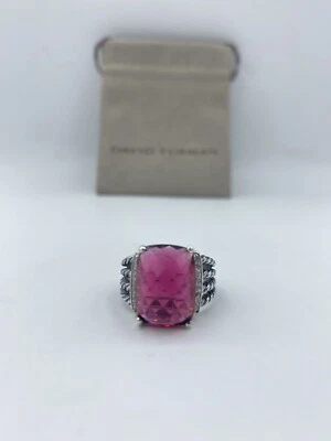 Anillo David Yurman Wheaton con Turmalina Rosa y Diamantes 16x12mm Talla 7 Foto 1 de 4