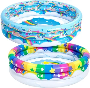 2er-Pack 45 Zoll Einhorn & Regenbogen aufblasbares Pool-Set, Wasserpool, Pitball-Pool - Bild 1 von 7