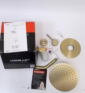 Sumerain Brushed Gold Shower Faucet Set with 8" Stainless Steel Rain Shower Head - Picture 1 of 5