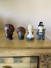 Vintage,1950s GURLEY THANKSGIVING Candle Set of 4 Candles 1 Boy 1 Girl 2 Turkeys