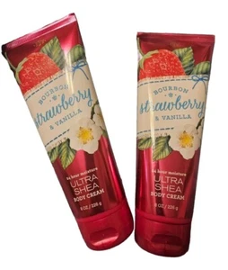 Bath & Body Works BOURBON STRAWBERRY & VANILLA Ultra Shea Body Cream Lot of 2 - Picture 1 of 7