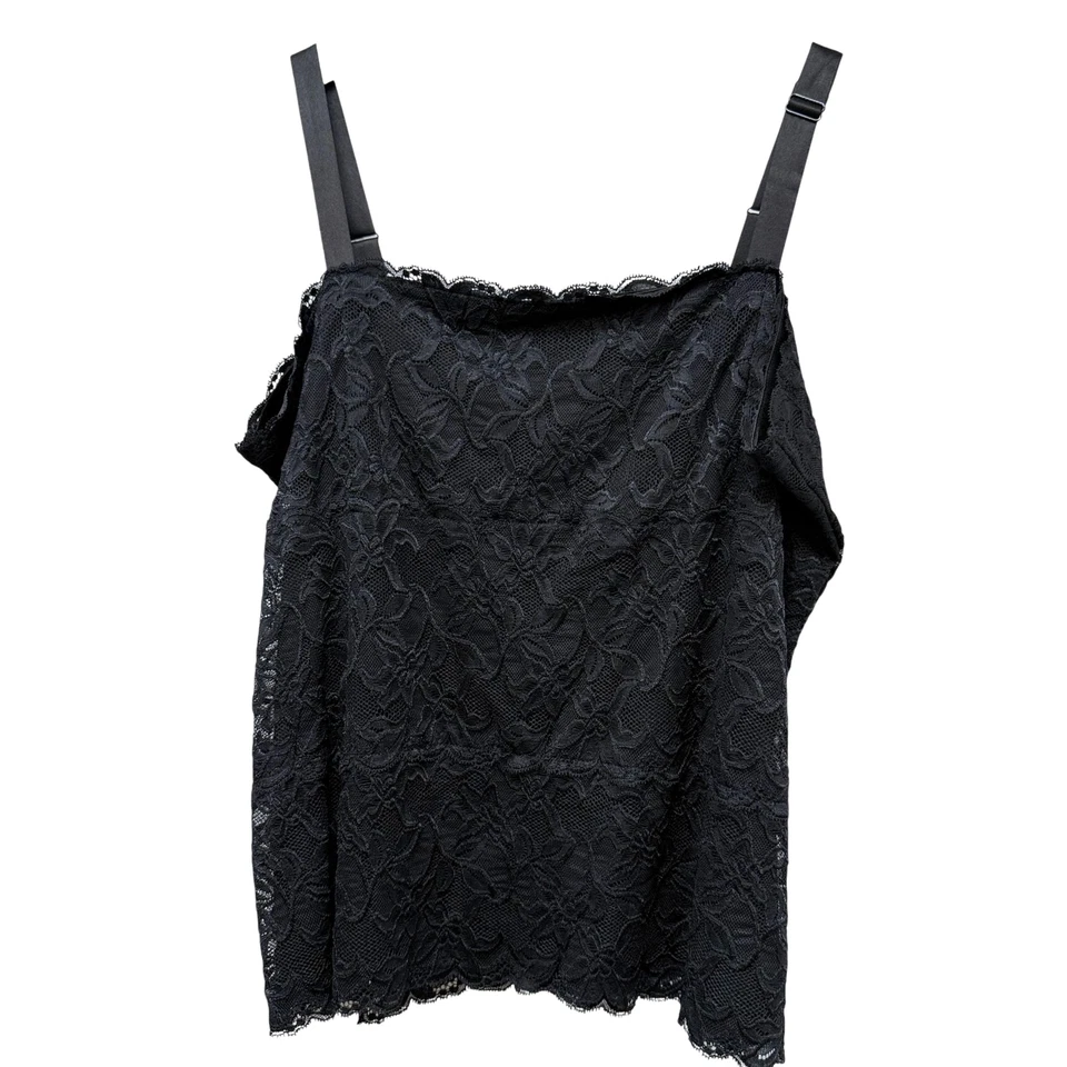 Camiseta sin mangas COLDWATER CREEK negra de encaje talla grande para mujer Foto 1 de 4