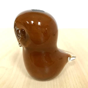 Langham Glass Owl Paperweight Figurine Brown Hand Crafted Norfolk 8cm Tall - Picture 1 of 13