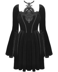 Dark In Love Gothic Witch Evening Dress Black Velvet Lace Victorian Steampunk
