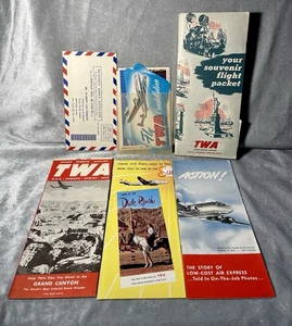 1949 TWA Trans World Airlines Souvenir Flight Packet With Letter & Brochures  - Picture 1 of 13