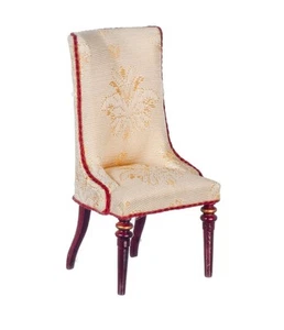Dolls House Mahogany High Back Side Chair JBM Miniature Dining Room Furniture - Picture 1 of 7