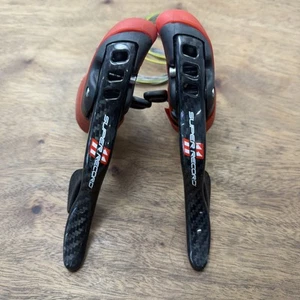 Campagnolo Super Record 11 Speed Ergo Shifters 1st Gen Red 2011-2014 - Picture 1 of 13