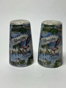 Vintage MCM 1950’s Florida Pink Flamingo Souvenir Salt & Pepper Shakers Ceramic - Picture 1 of 8