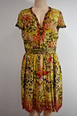 Vestido de coquetel Chetta B multicolorido de chiffon com miçangas tamanho 8 EUA à venda sf - Imagem 1 de 4