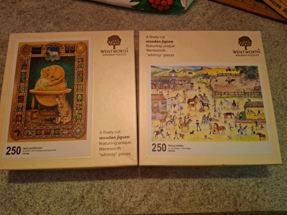 2 Wentworth Wood Wooden 250 Piece Jigsaw Puzzles Cats-Horses - Image 1 of 4
