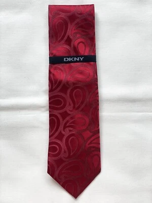 Corbata para hombre DKNY - Corbata roja de cachemira con etiqueta 58" x 3 5/8" - Envío gratuito Foto 1 de 4