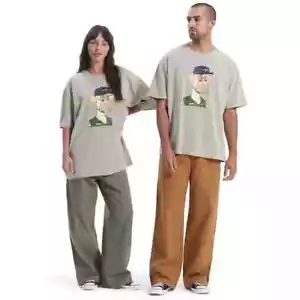 Camiseta gráfica unisex sin límites talla L 42-44 de gran tamaño color beige cálido nueva con etiquetas - Imagen 1 de 10