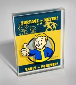 Fallout Surface Never! Vault Forever! Vault Boy Desktop Art - 4.5" x 6" - Picture 1 of 3