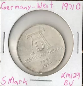 Coin Germany 5 Mark 1971 D KM129, Durer, silver - Picture 1 of 2