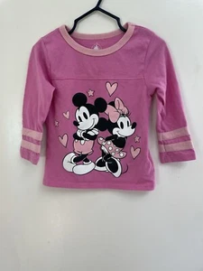 Disney Kids Girls Mickey Mouse Minnie Mouse Graphic Long Sleeve Shirt Pink XS 4 - Picture 1 of 5